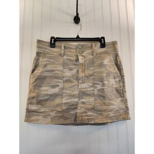 Express Camo High Rise Mini Skirt Size 12 Tan Grey Camouflage Utility W36x16.5L